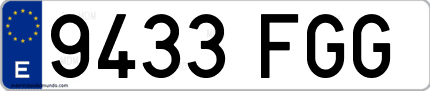 Ejemplo de matrícula de coche ordinaria 9433 FGG