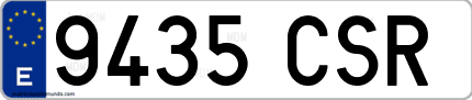 Ejemplo de matrícula de coche ordinaria 9435 CSR