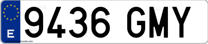 Ejemplo de matrícula de coche ordinaria 9436 GMY