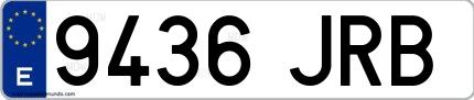 Ejemplo de matrícula española 9436 JRB