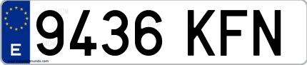 Ejemplo de matrícula española 9436 KFN