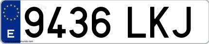 Ejemplo de matrícula española 9436 LKJ
