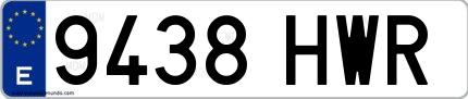 Ejemplo de matrícula española 9438 HWR
