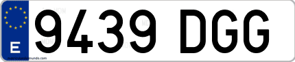 Ejemplo de matrícula de coche ordinaria 9439 DGG