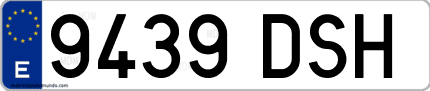 Ejemplo de matrícula de coche ordinaria 9439 DSH