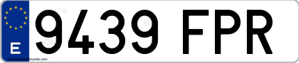 Ejemplo de matrícula de coche ordinaria 9439 FPR