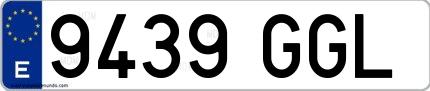 Ejemplo de matrícula española 9439 GGL