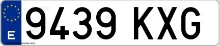 Ejemplo de matrícula española 9439 KXG