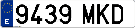 Ejemplo de matrícula de coche ordinaria 9439 MKD