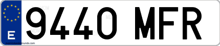Ejemplo de matrícula de coche ordinaria 9440 MFR