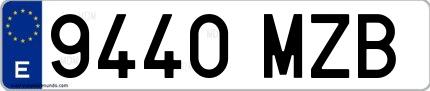 Ejemplo de matrícula española 9440 MZB