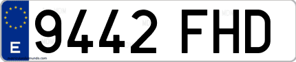 Ejemplo de matrícula de coche ordinaria 9442 FHD