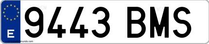 Ejemplo de matrícula española 9443 BMS