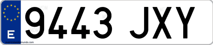Ejemplo de matrícula de coche ordinaria 9443 JXY