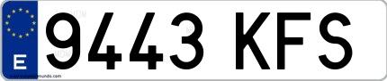 Ejemplo de matrícula española 9443 KFS