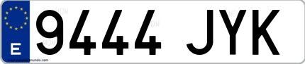 Ejemplo de matrícula española 9444 JYK