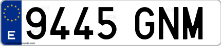 Ejemplo de matrícula de coche ordinaria 9445 GNM
