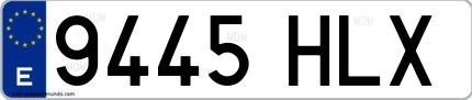 Ejemplo de matrícula española 9445 HLX