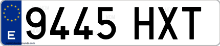 Ejemplo de matrícula de coche ordinaria 9445 HXT