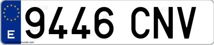 Ejemplo de matrícula española 9446 CNV