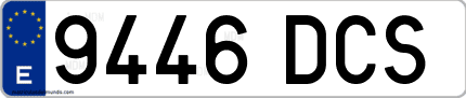 Ejemplo de matrícula de coche ordinaria 9446 DCS