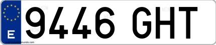 Ejemplo de matrícula española 9446 GHT