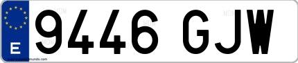 Ejemplo de matrícula española 9446 GJW