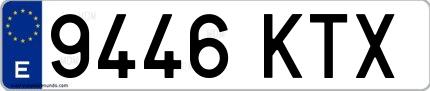 Ejemplo de matrícula española 9446 KTX