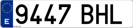 Ejemplo de matrícula de coche ordinaria 9447 BHL