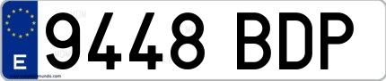 Ejemplo de matrícula española 9448 BDP