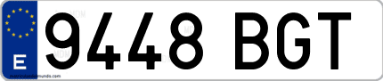 Ejemplo de matrícula de coche ordinaria 9448 BGT