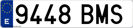 Ejemplo de matrícula de coche ordinaria 9448 BMS