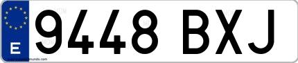 Ejemplo de matrícula española 9448 BXJ