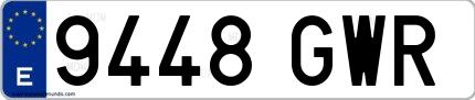 Ejemplo de matrícula española 9448 GWR