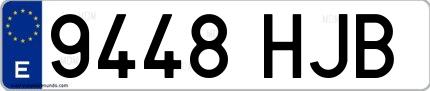 Ejemplo de matrícula española 9448 HJB