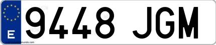 Ejemplo de matrícula española 9448 JGM