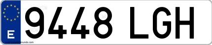 Ejemplo de matrícula española 9448 LGH