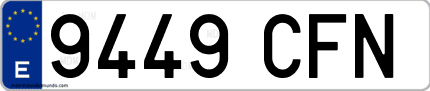 Ejemplo de matrícula de coche ordinaria 9449 CFN
