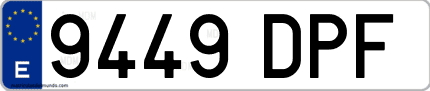 Ejemplo de matrícula de coche ordinaria 9449 DPF