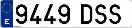 Ejemplo de matrícula española 9449 DSS