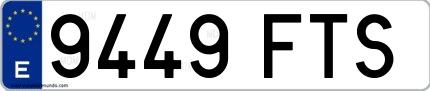 Ejemplo de matrícula española 9449 FTS