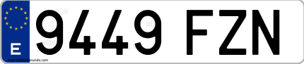 Ejemplo de matrícula de coche ordinaria 9449 FZN