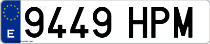 Ejemplo de matrícula de coche ordinaria 9449 HPM