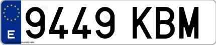 Ejemplo de matrícula española 9449 KBM