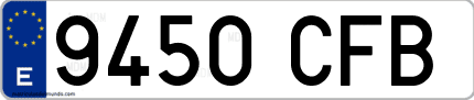 Ejemplo de matrícula de coche ordinaria 9450 CFB