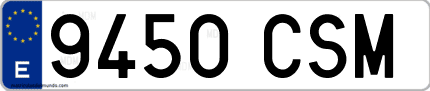 Ejemplo de matrícula de coche ordinaria 9450 CSM