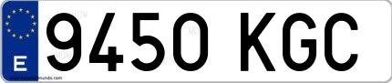 Ejemplo de matrícula española 9450 KGC