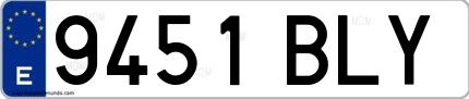 Ejemplo de matrícula española 9451 BLY