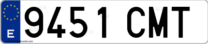 Ejemplo de matrícula de coche ordinaria 9451 CMT