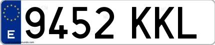 Ejemplo de matrícula española 9452 KKL